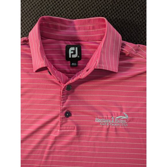 FJ Golf Polo Performance Shirts Lot of 2 Mens Med Green Pink Striped Design - Picture 3 of 10